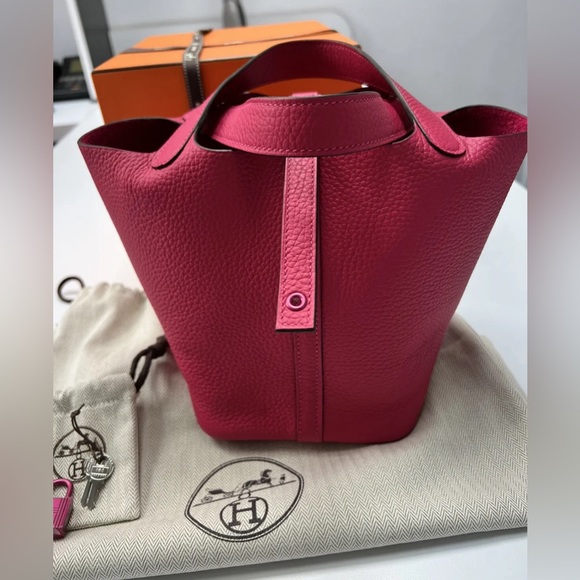 NEW Hermes Monochrome Picotin 18 Rose Mexico Clemence Pink Hardware. - Picture 2 of 6